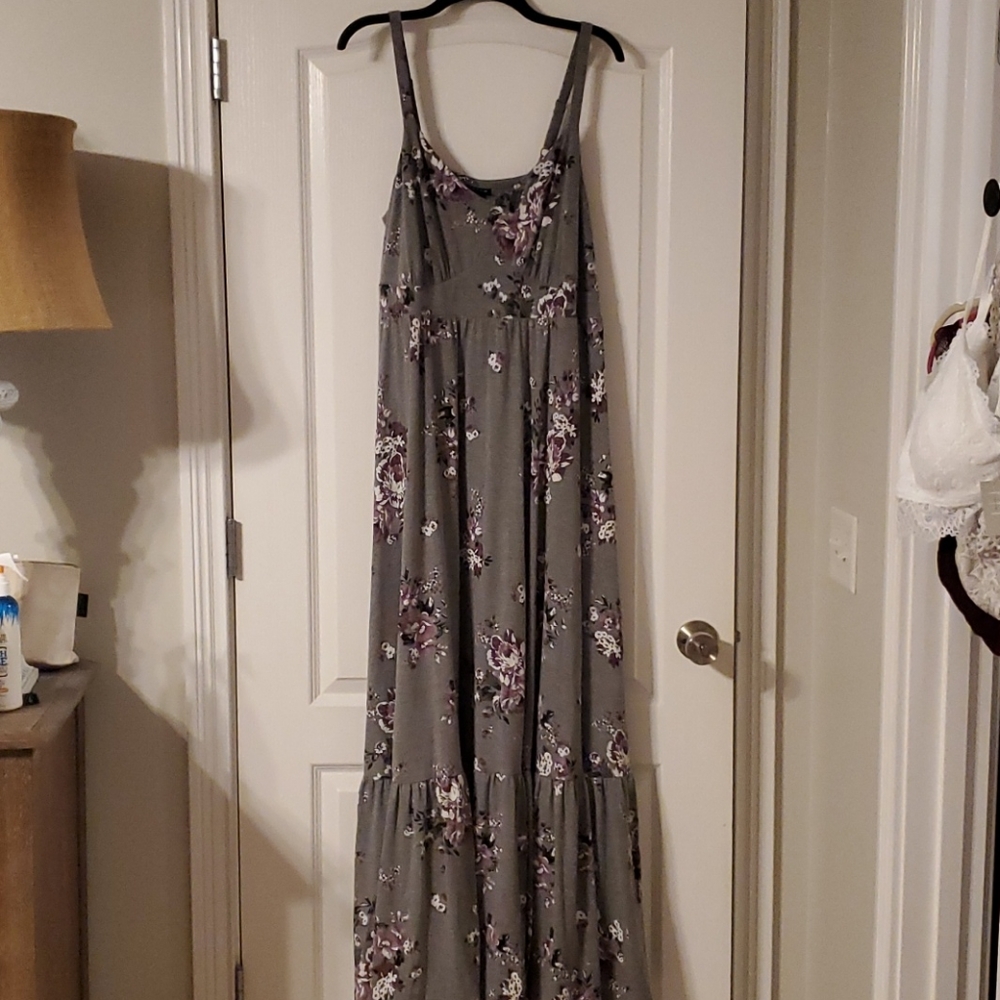 Gray Floral Maxi Dress